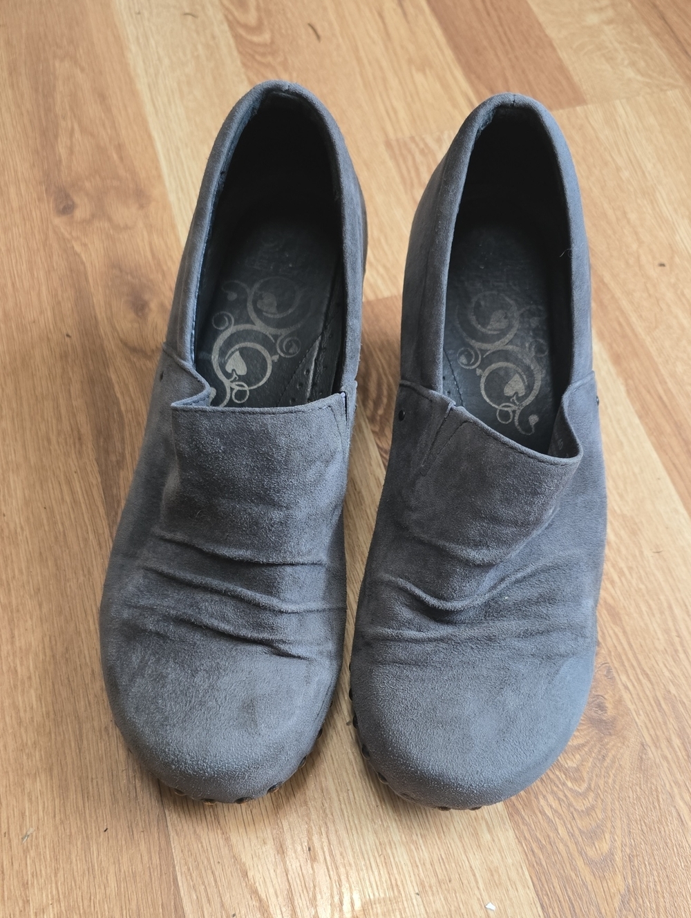 Dansko Gray Suede Slip-On Mules
